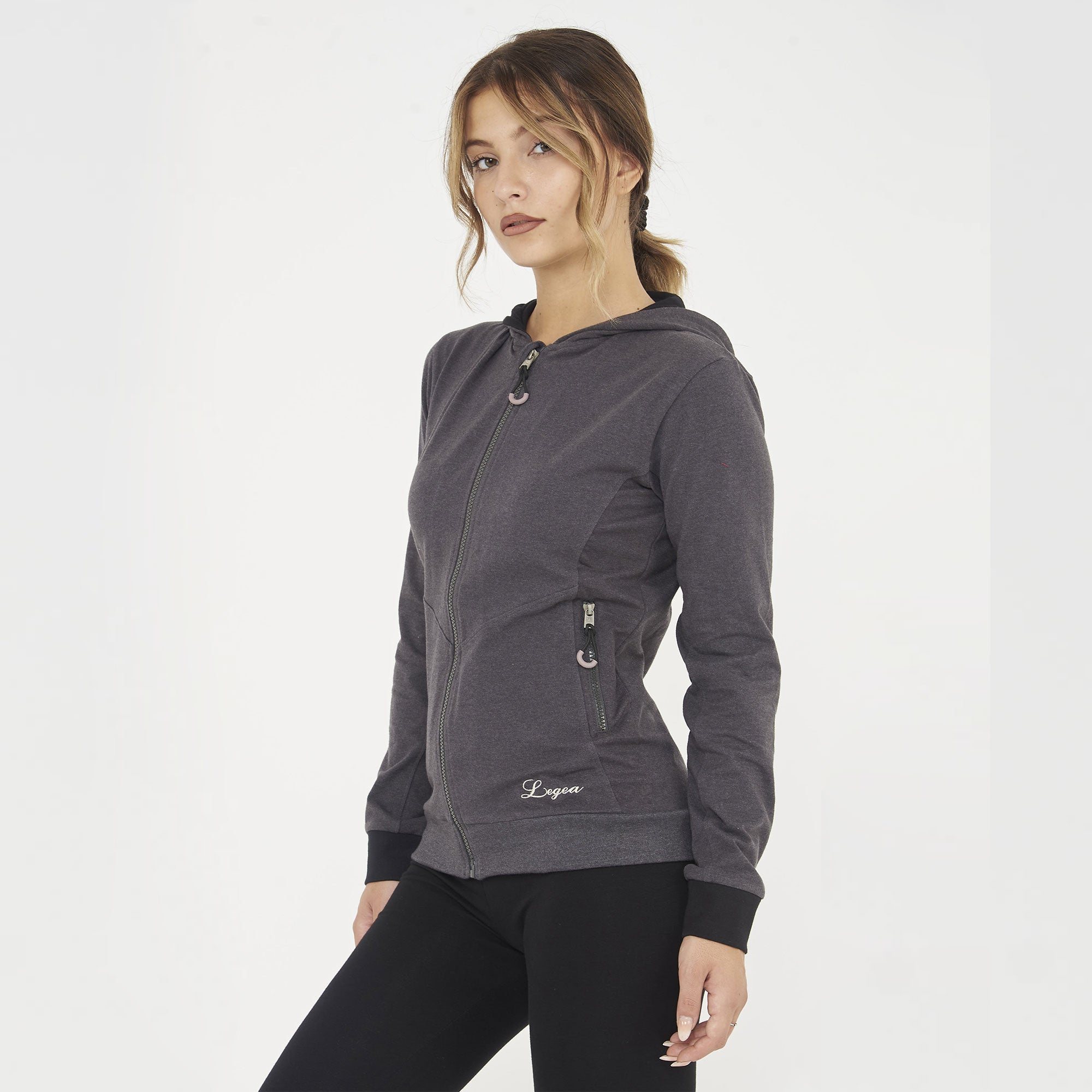 legea-layca-felpa-leggera-con-zip-e-cappuccio-grigio-melange-s image 4
