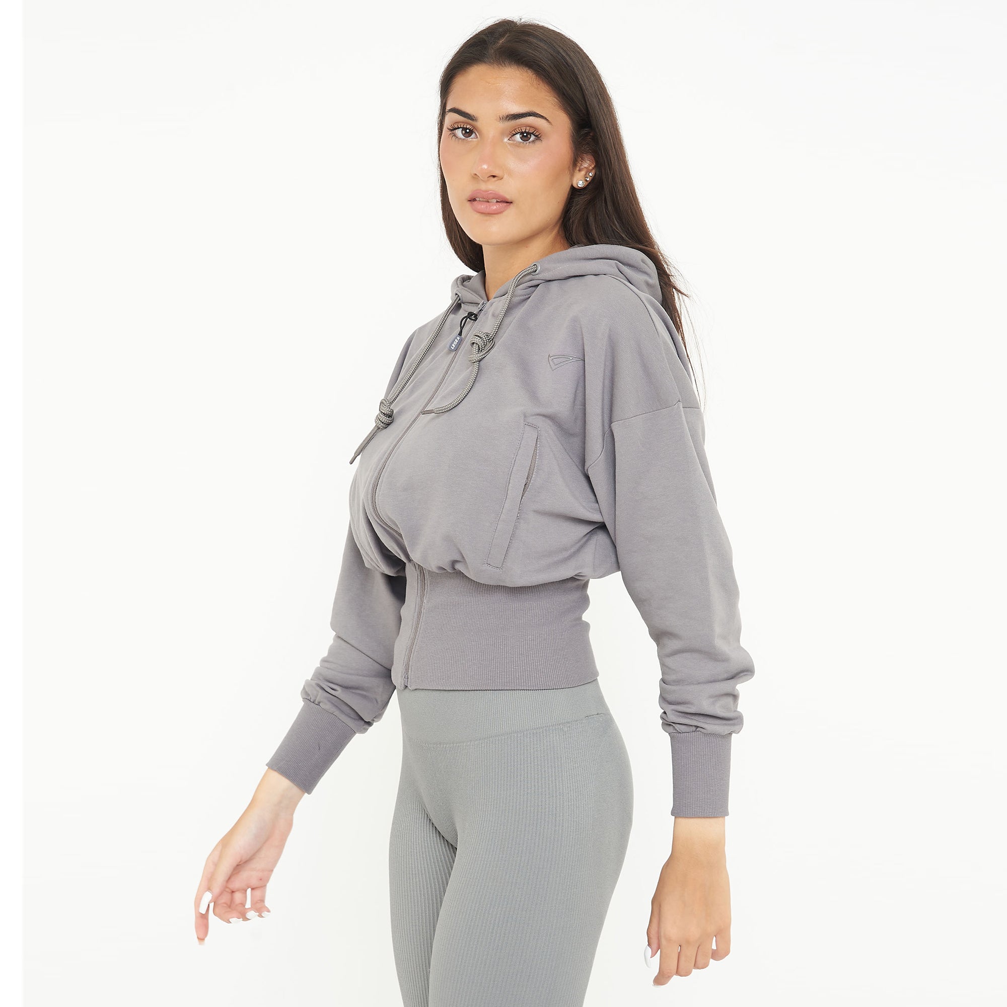 legea-trixy-giacca-crop-in-cotone-con-zip-e-cappuccio-grigio-scuro-l image 2