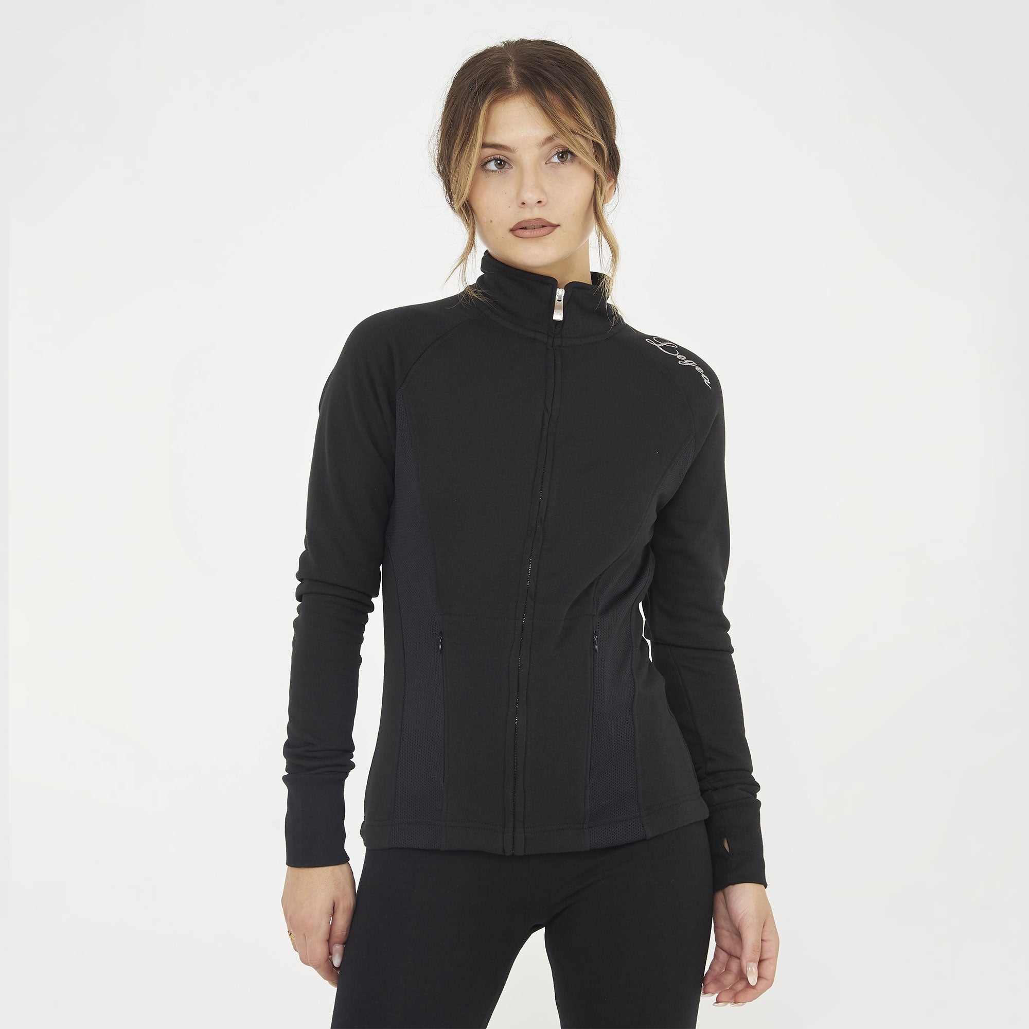 legea-dafne-felpa-slim-in-cotone-con-zip-nero-s image 1