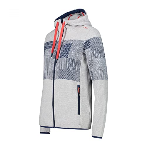 cmp-knit-tech-giacca-fleece-donna-con-cappuccio-argento-bianco image 7
