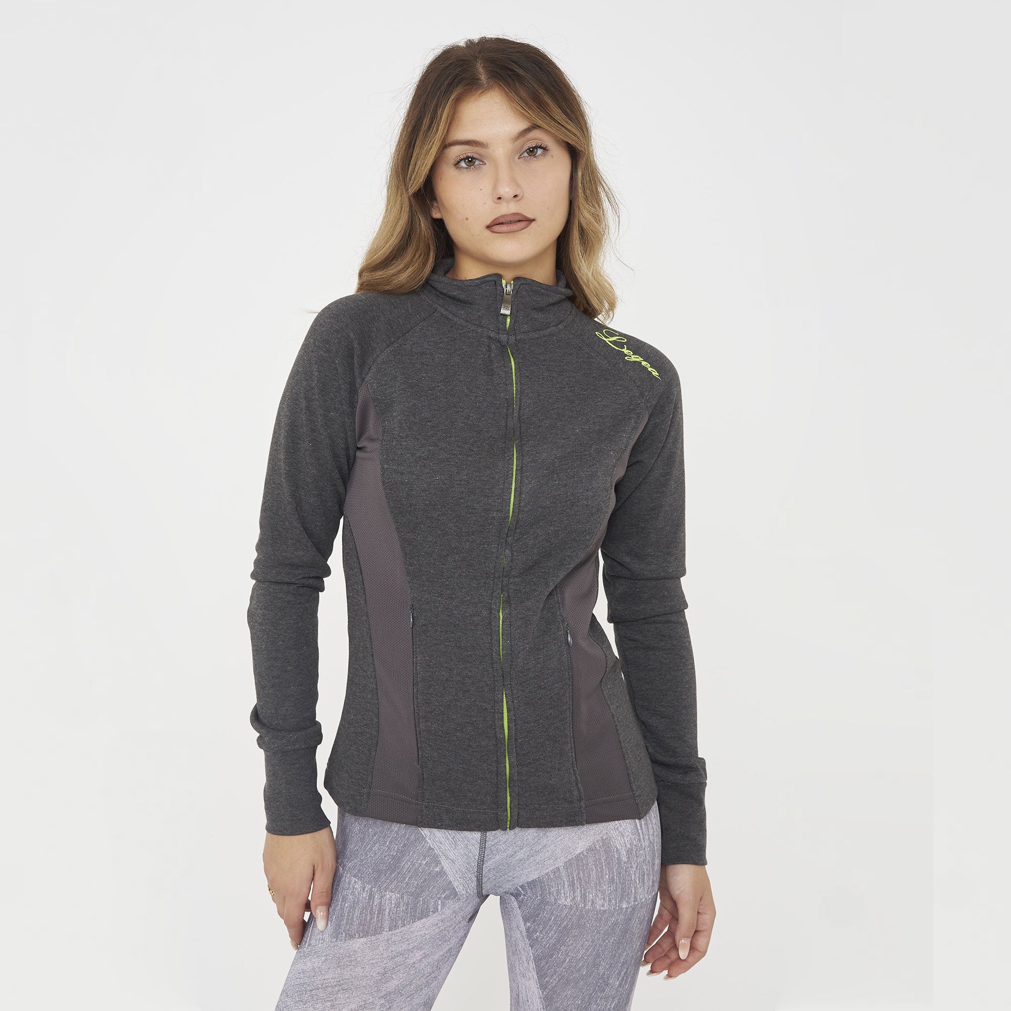 legea-dafne-felpa-slim-in-cotone-con-zip-grigio-melange-xl image 1