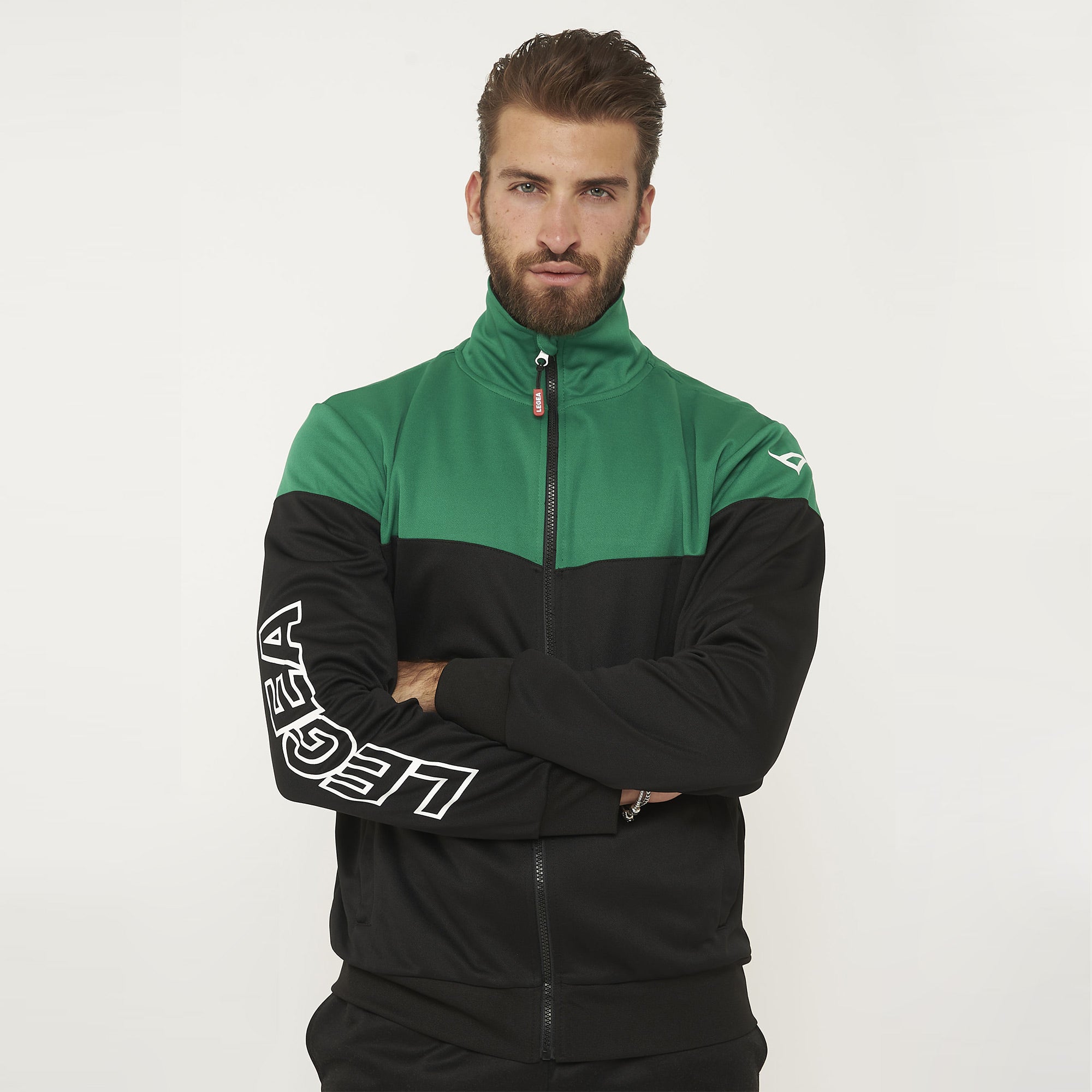 legea-ontario-senior-giacca-bicolor-full-zip-nero-verde-scuro-xl image 1