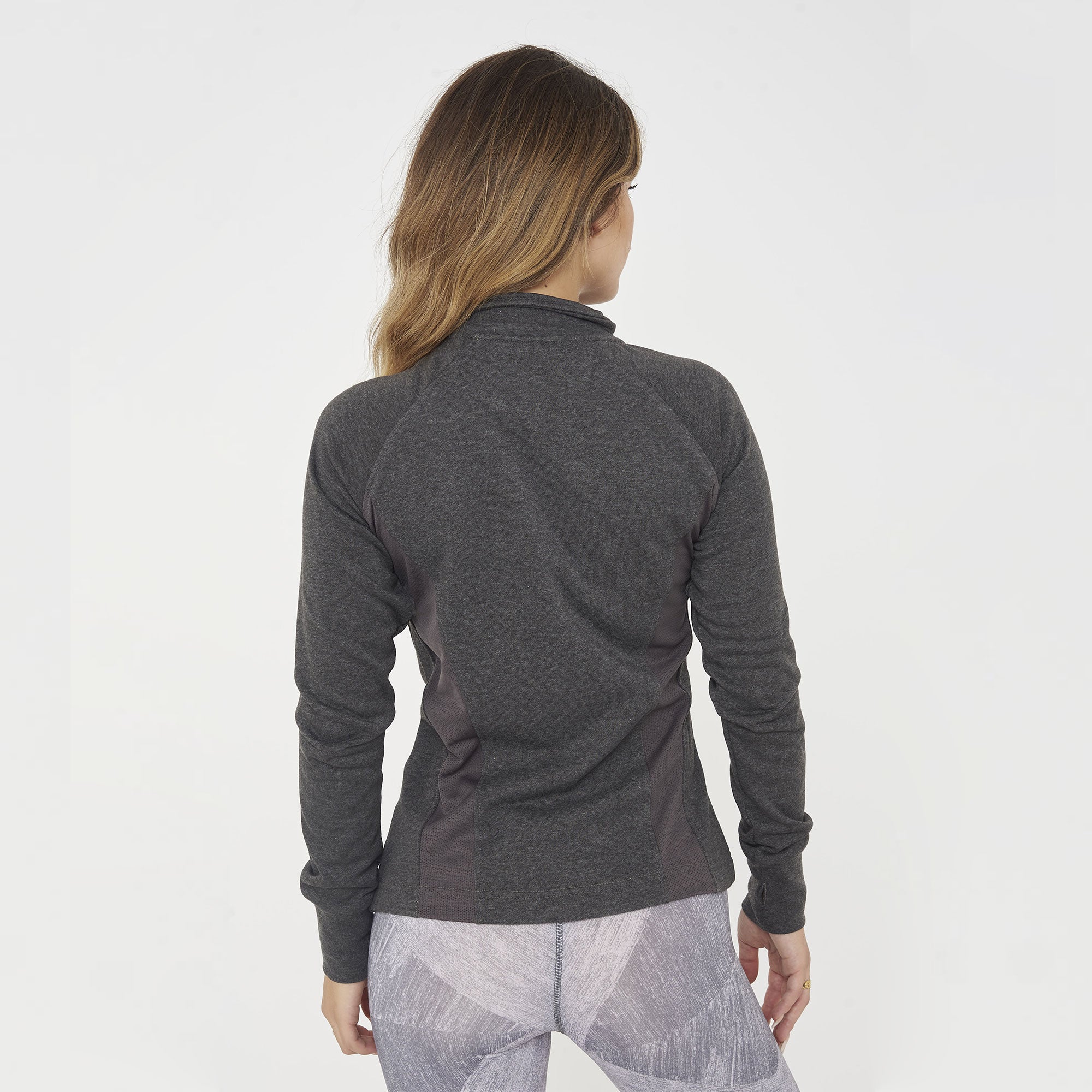 legea-dafne-felpa-slim-in-cotone-con-zip-grigio-melange-s image 2
