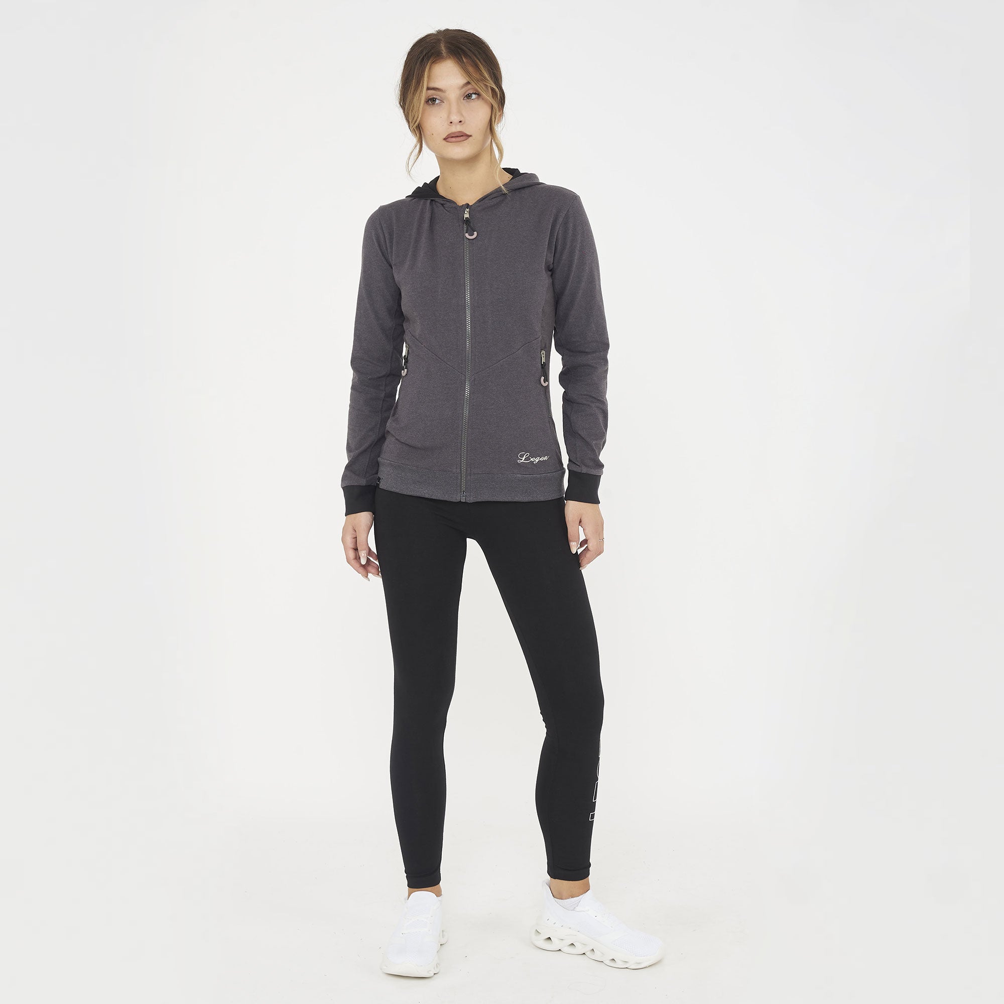 legea-layca-felpa-leggera-con-zip-e-cappuccio-grigio-melange-s image 2