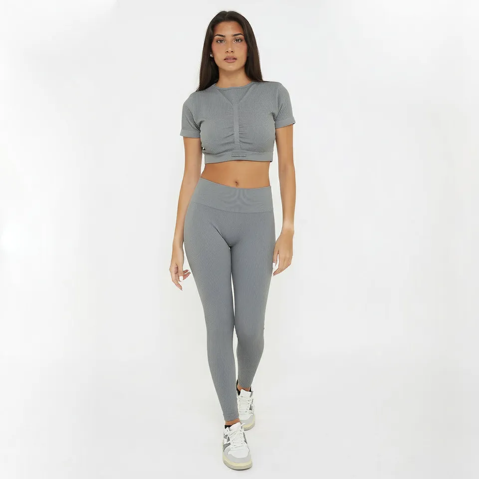 legea-way-burner-completino-allenamento-donna-piombo-crop-top-legging image 1