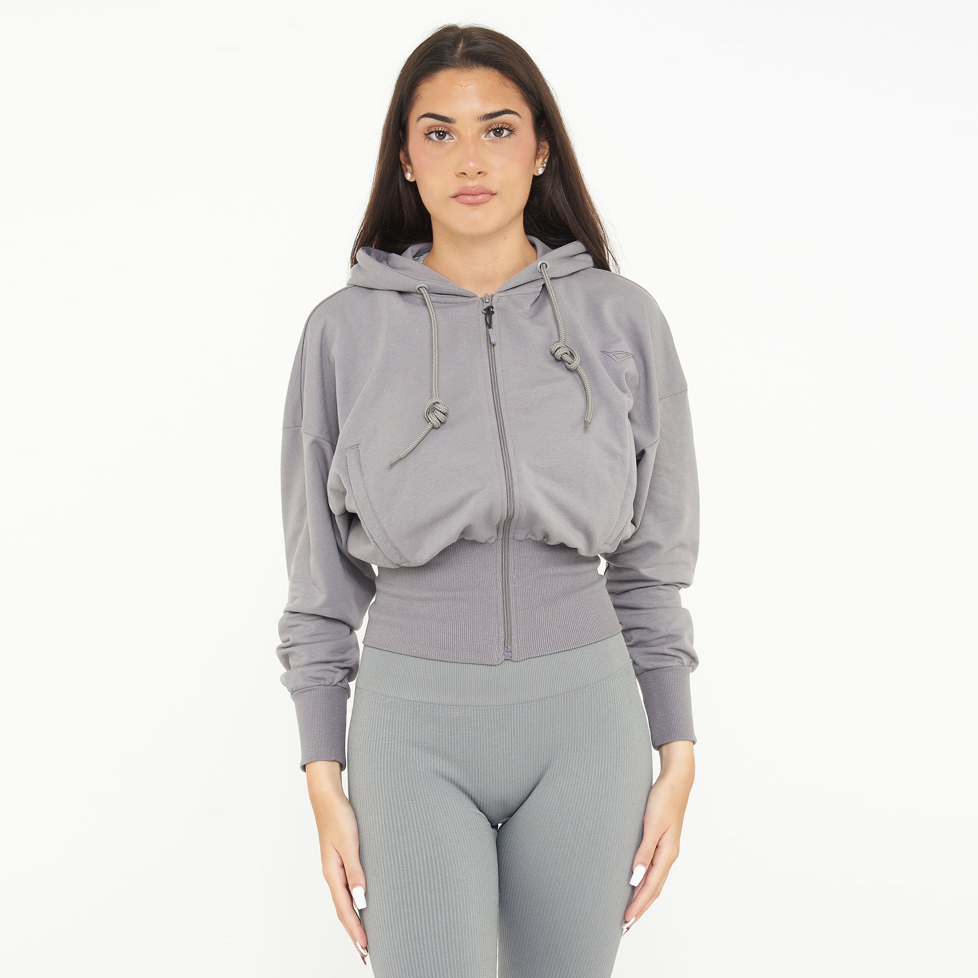 legea-trixy-giacca-crop-in-cotone-con-zip-e-cappuccio-grigio-scuro-s image 1