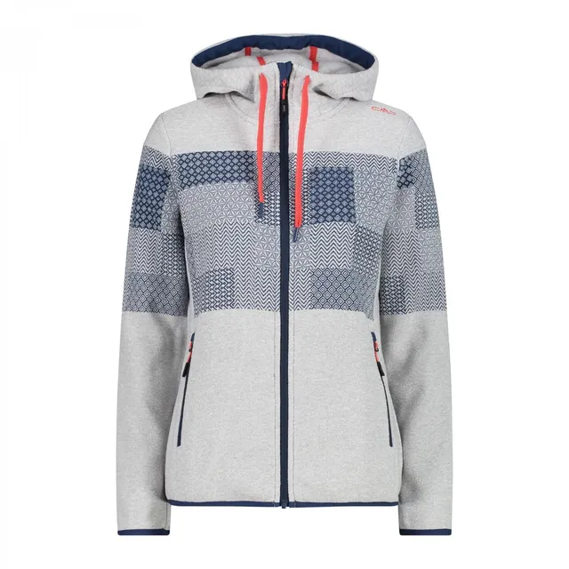 cmp-knit-tech-giacca-fleece-donna-con-cappuccio-argento-bianco image 1