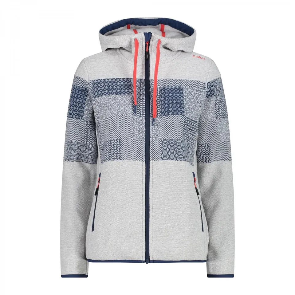 cmp-knit-tech-giacca-fleece-donna-con-cappuccio-argento-bianco image 1
