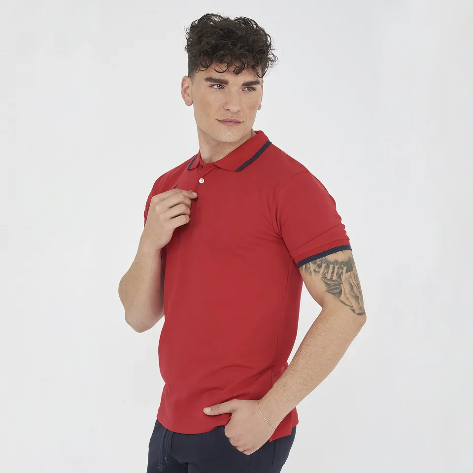 legea-polo-dacca-a-maniche-corte-in-cotone-rosso-bianco-xl image 1