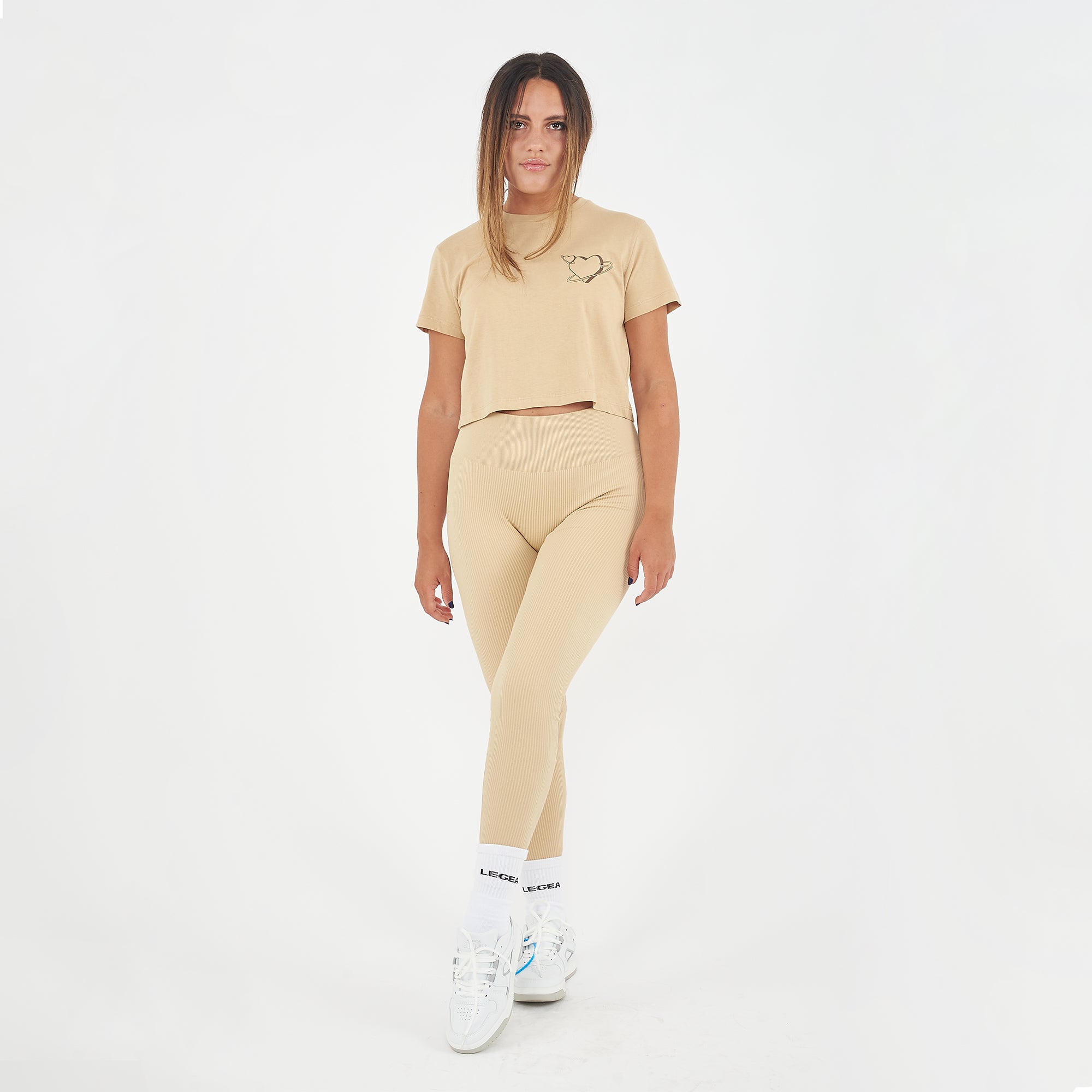 legea-special-t-shirt-crop-top-in-cotone-da-donna-sabbia-xs image 6