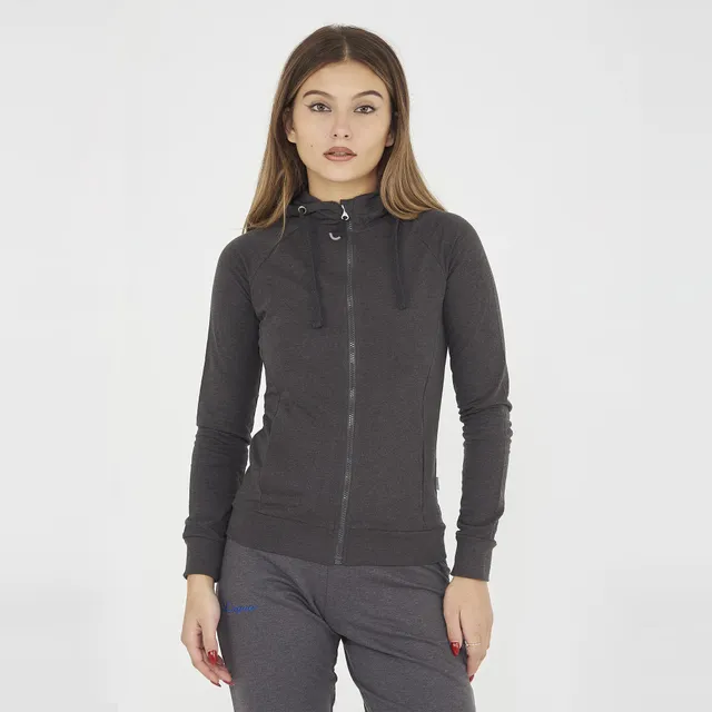 legea-dair-felpa-sportiva-leggera-donna-con-zip-e-cappuccio-grigio-melange-m image 1