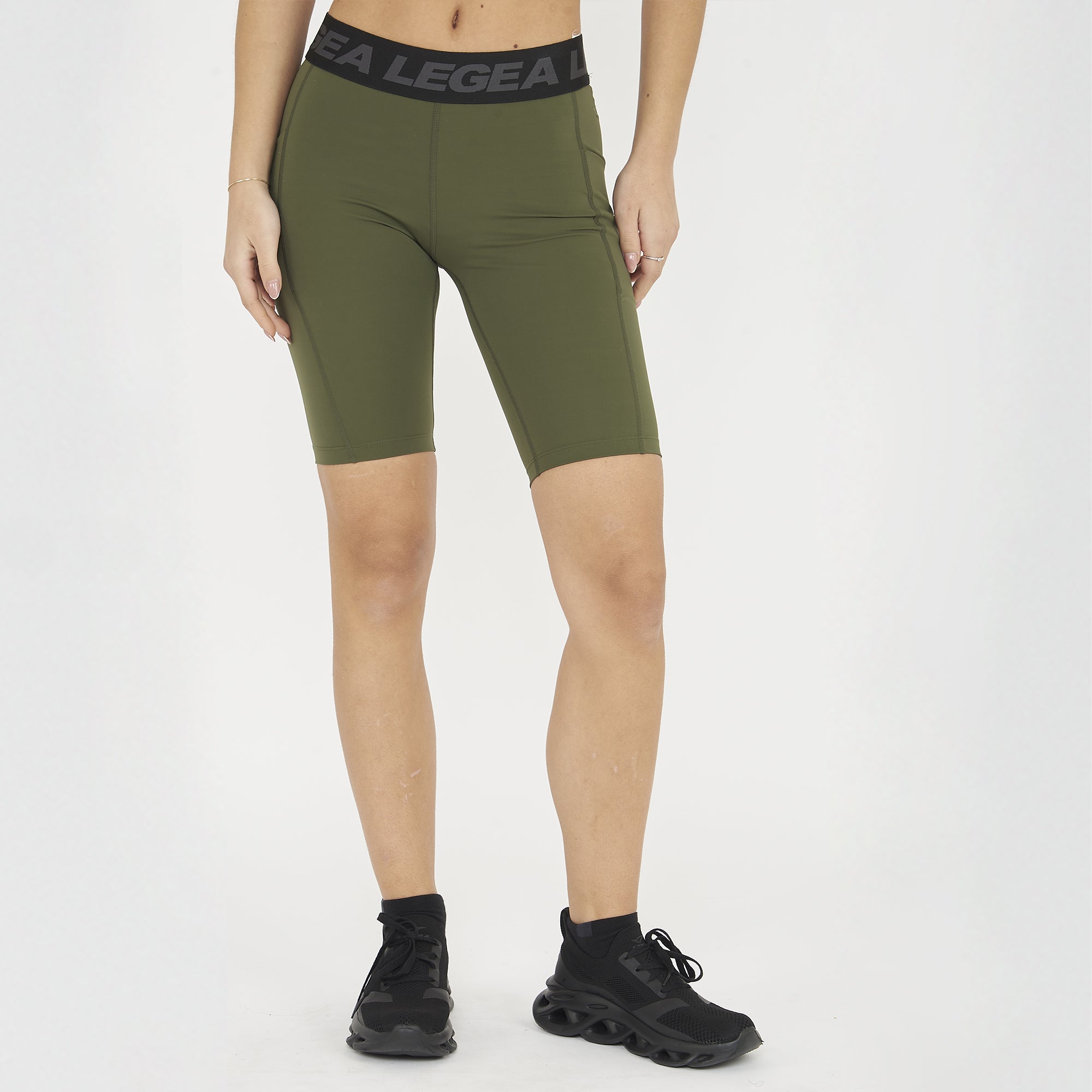 legea-teti-short-fitness-donna-compressione-verde-militare-m image 1