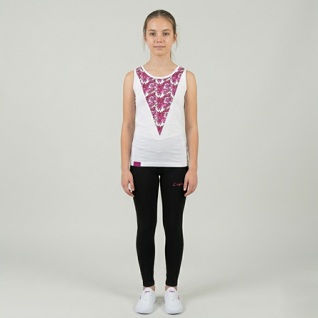 legea-jasinda-completo-cotone-canotta-bambina-bianco-nero-5xs image 1