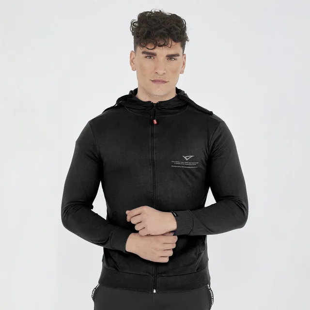legea-raya-felpa-leggera-cotone-zip-cappuccio-nero-s image 1