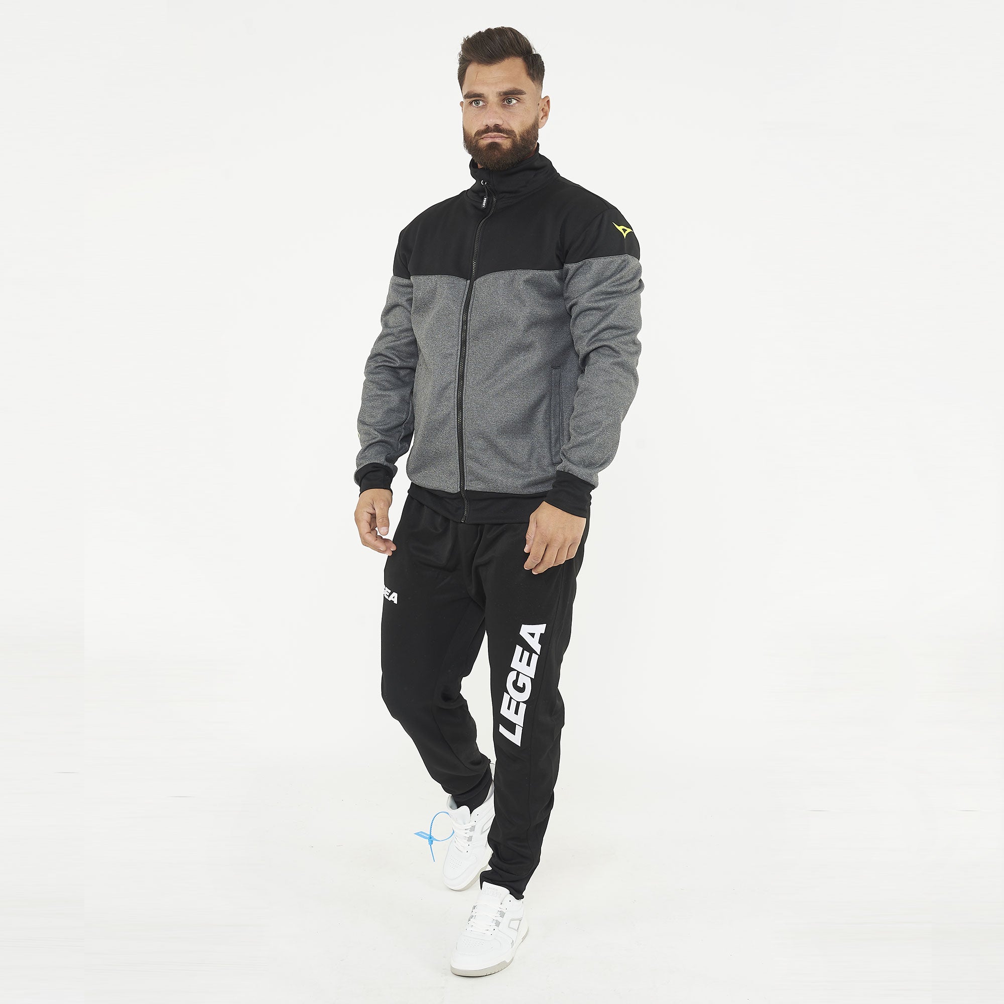legea-ucla-giacca-sportiva-in-poliestere-grigio-melange-giallo-s image 2