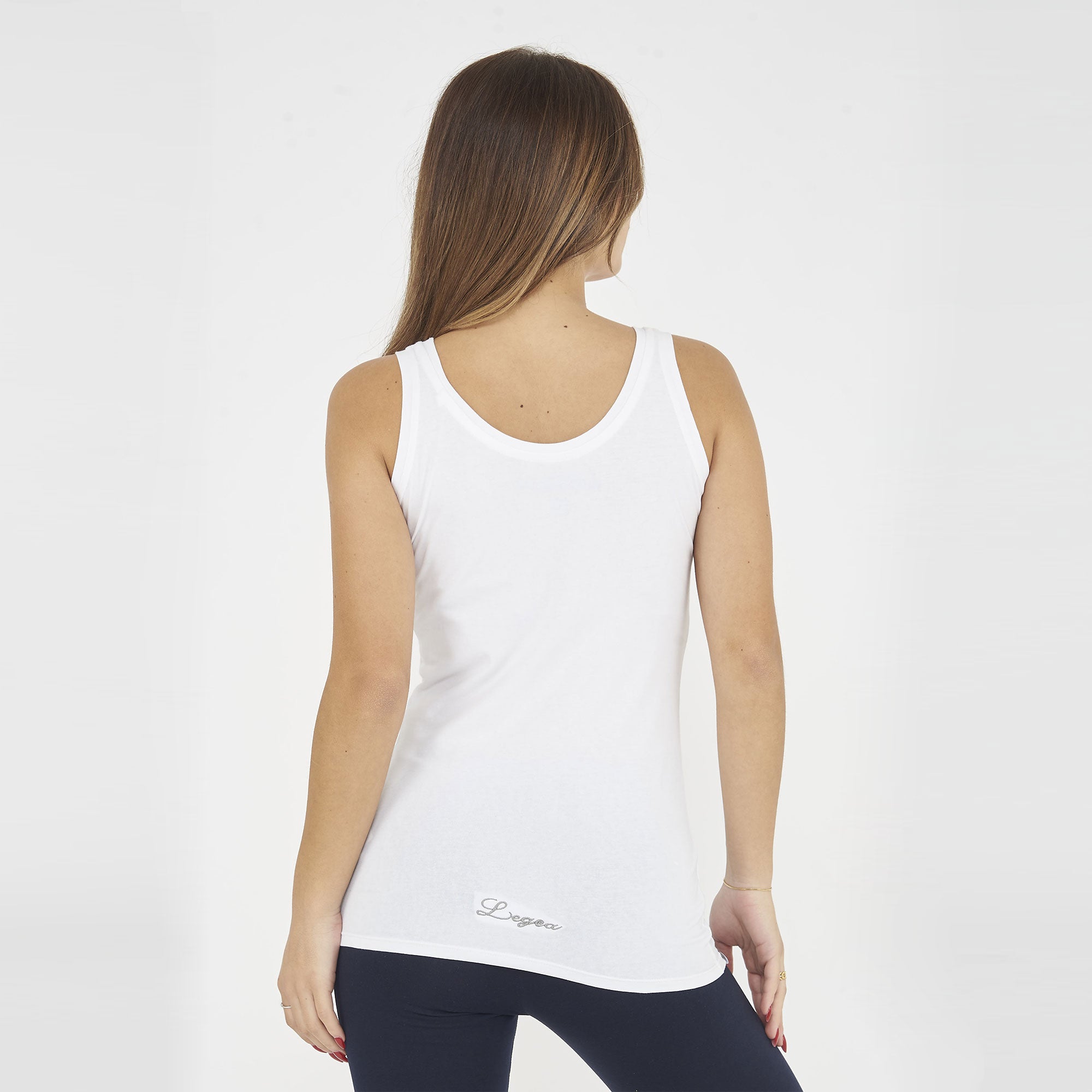 legea-canotta-raita-cotone-a-spalle-larghe-bianco-donna image 2