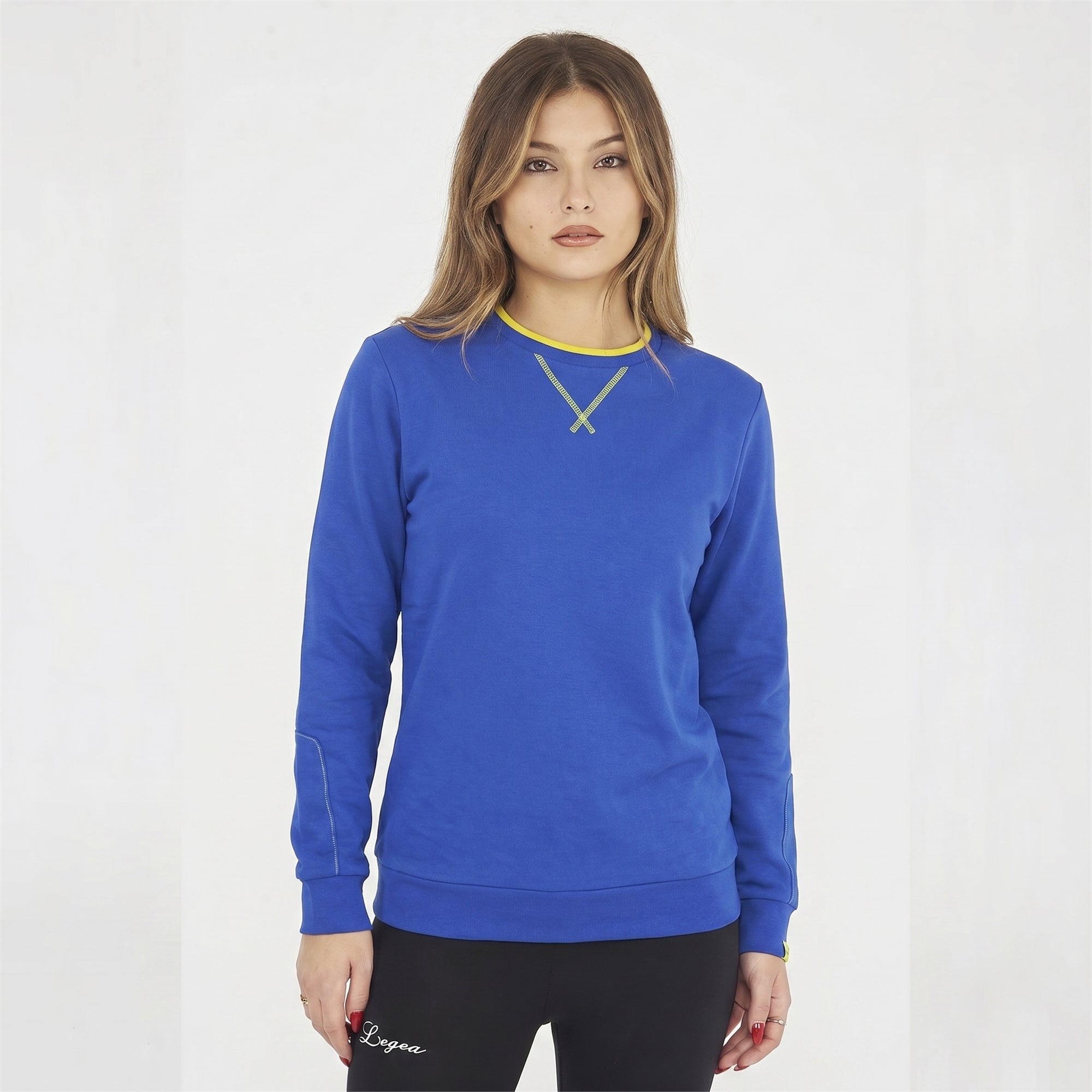 legea-felpa-nebi-felpa-donna-cotone-azzurro-giallo-fluo-m image 1