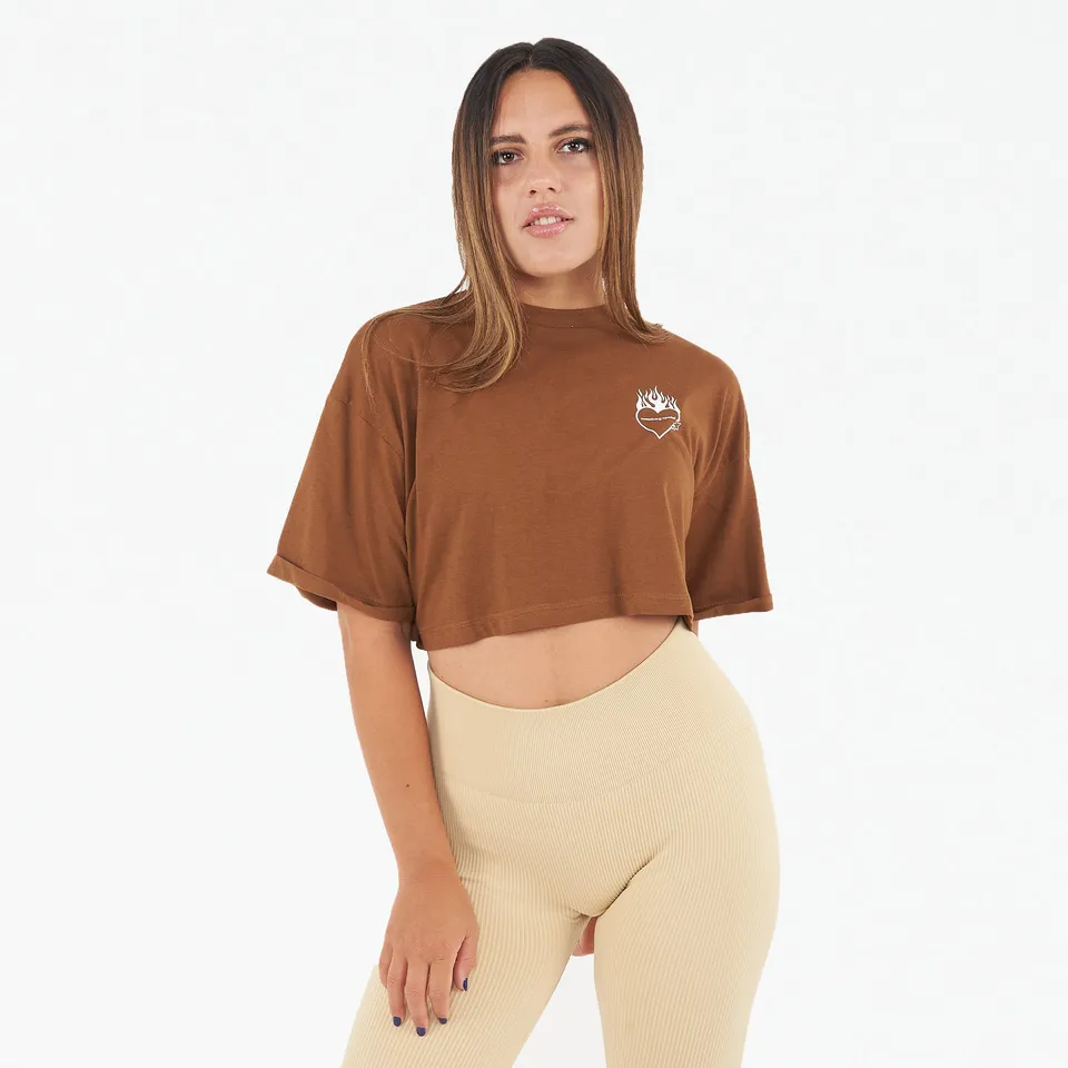 legea-cosmic-love-t-shirt-crop-top-cotone-donna-marrone-s-m image 1