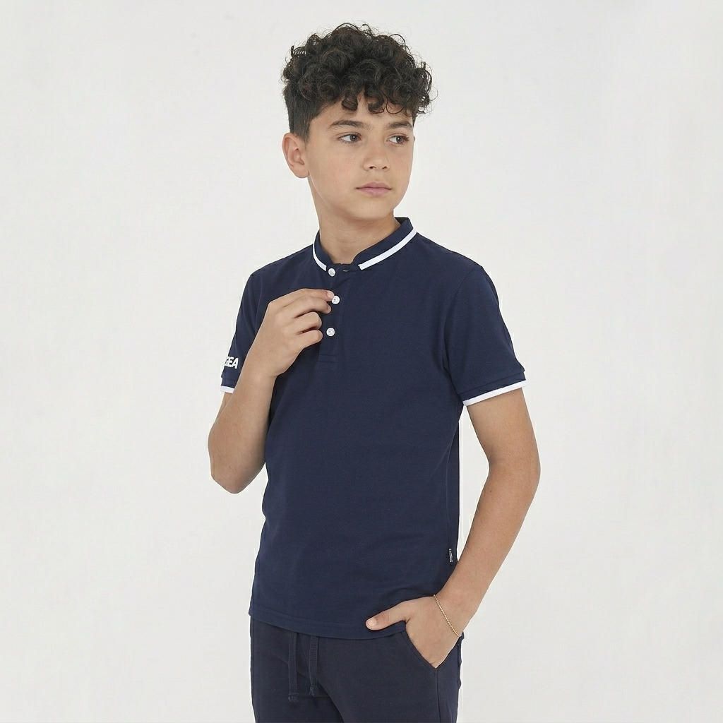 legea-dacca-polo-maniche-corte-cotone-blu-bianco-2xs-taglie-piccole image 1