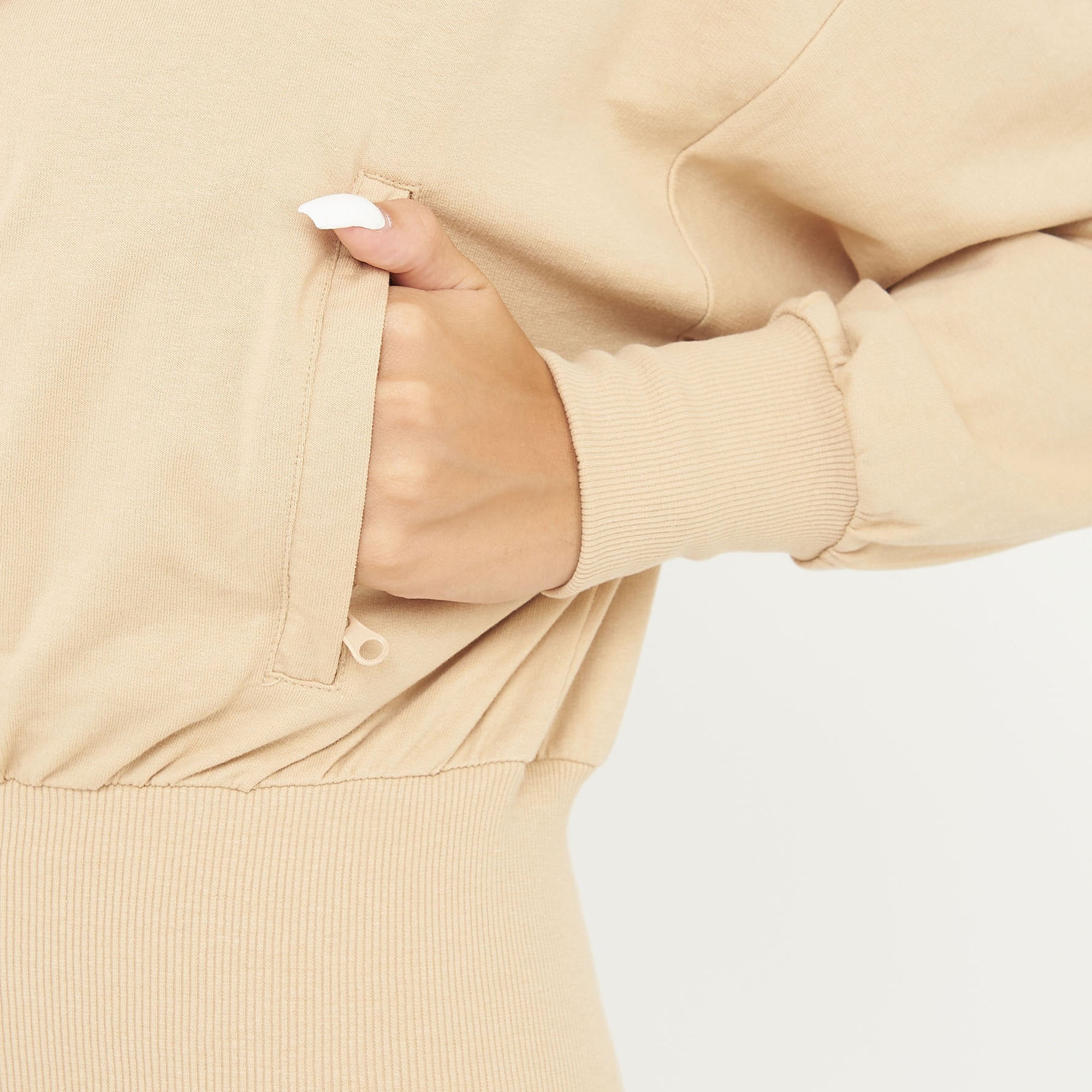 legea-trixy-giacca-crop-in-cotone-con-zip-e-cappuccio-sabbia-xl image 4