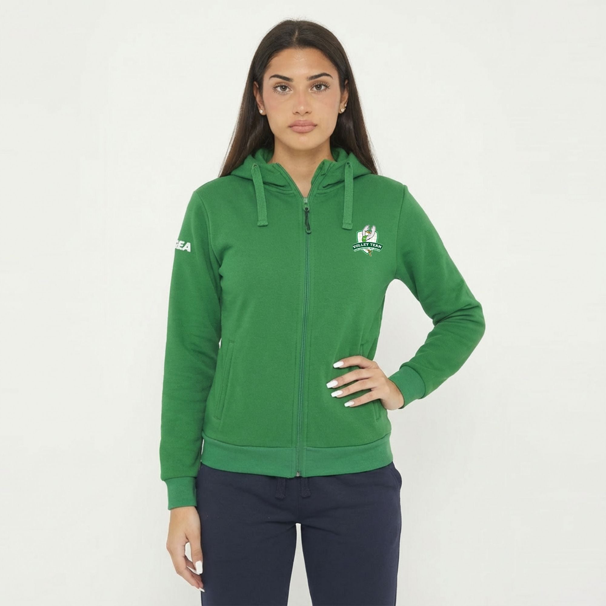 legea-sarajevo-felpa-con-cappuccio-e-zip-verde-volley-team-san-giacomo image 1
