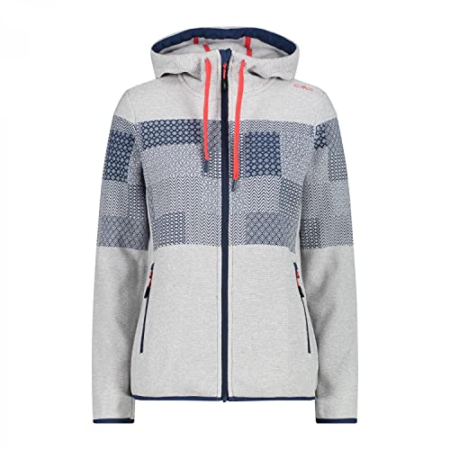 cmp-knit-tech-giacca-fleece-donna-con-cappuccio-argento-bianco image 5