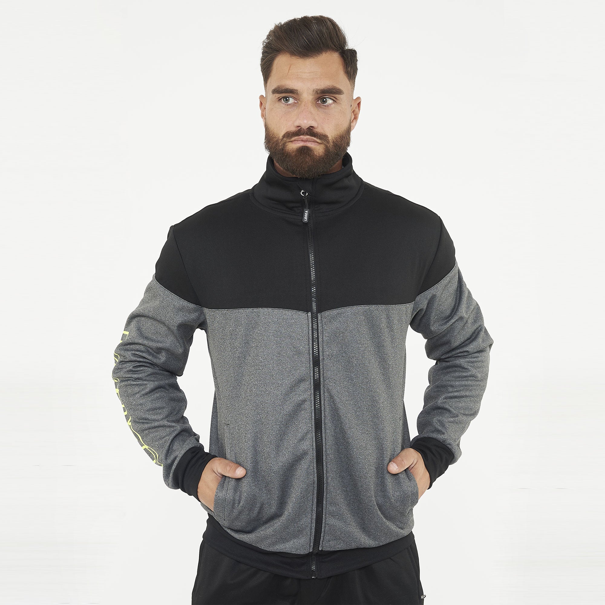 legea-giacca-sportiva-ucla-con-zip-grigio-melange-giallo-2xl image 1