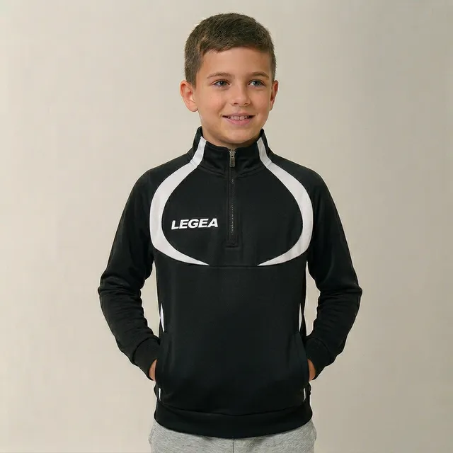 legea-algeria-giacca-allenamento-mezza-zip-junior-nero-bianco-3xs image 1
