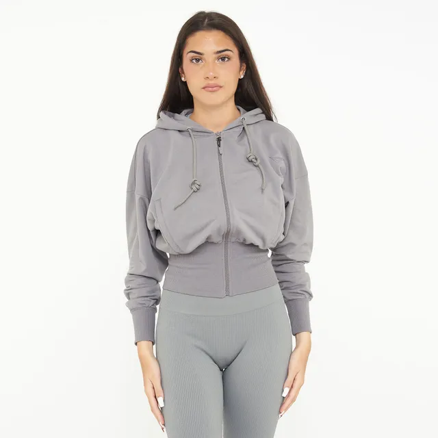 legea-trixy-giacca-crop-in-cotone-con-zip-e-cappuccio-grigio-scuro-xl image 1