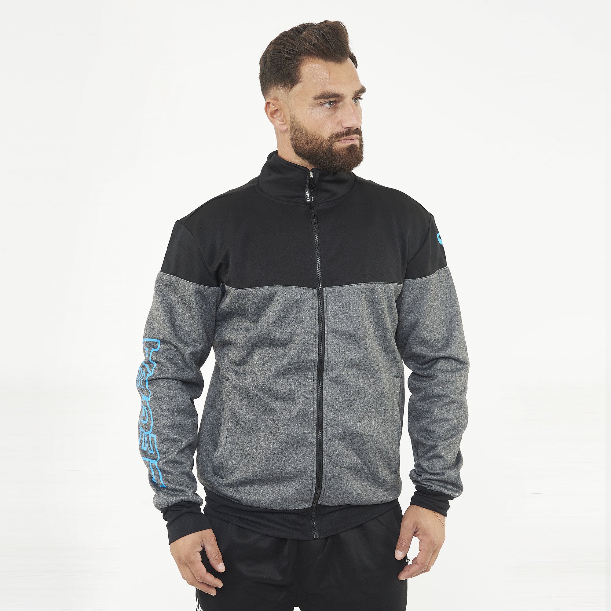 legea-ucla-giacca-sportiva-zip-poliestere-grigio-melange-celeste-2xl image 1