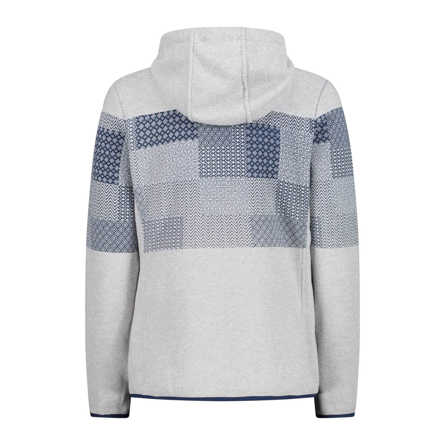 cmp-knit-tech-giacca-fleece-donna-con-cappuccio-argento-bianco image 2