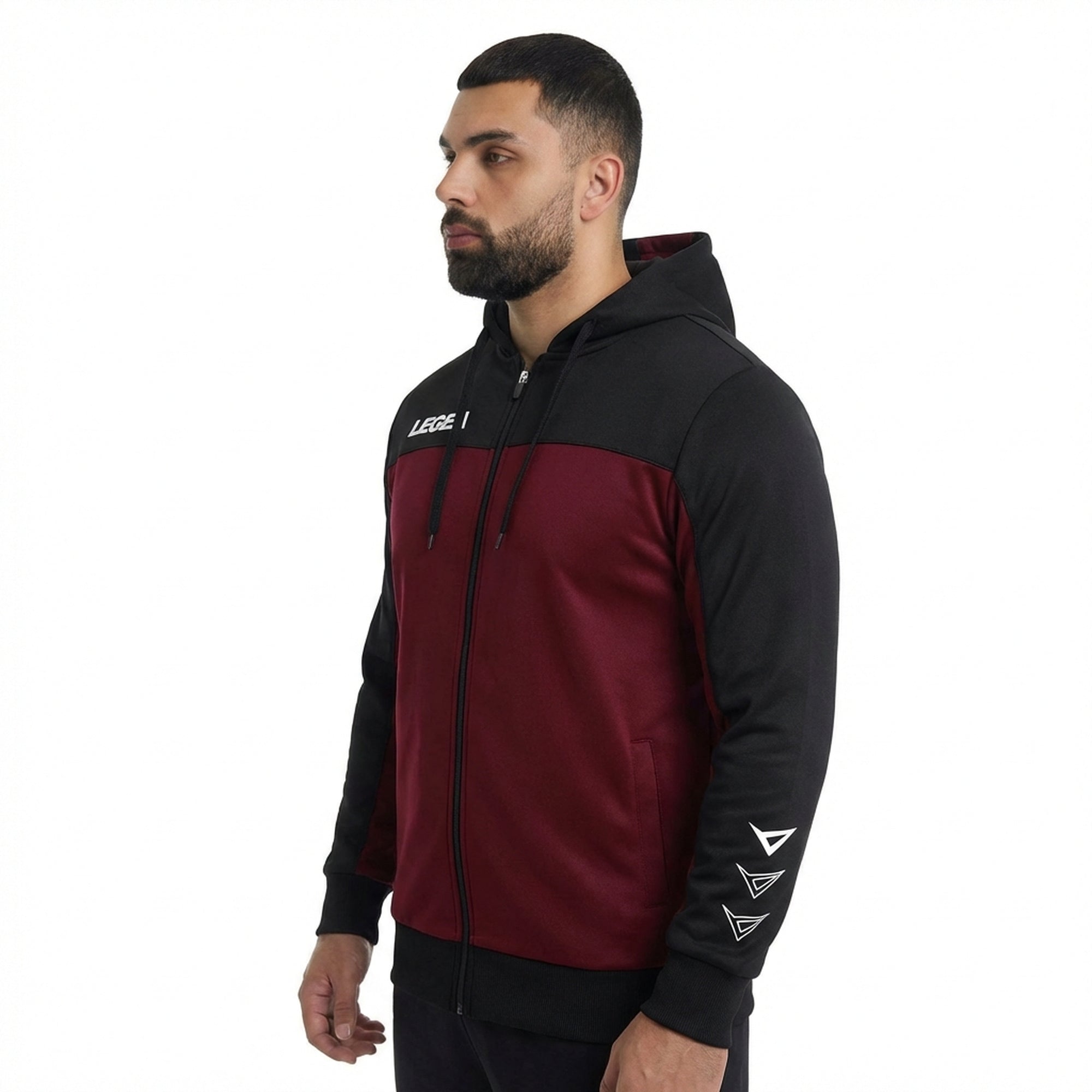 legea-flex-felpa-sportiva-con-zip-e-cappuccio-oversize-nero-granata-6xl image 3