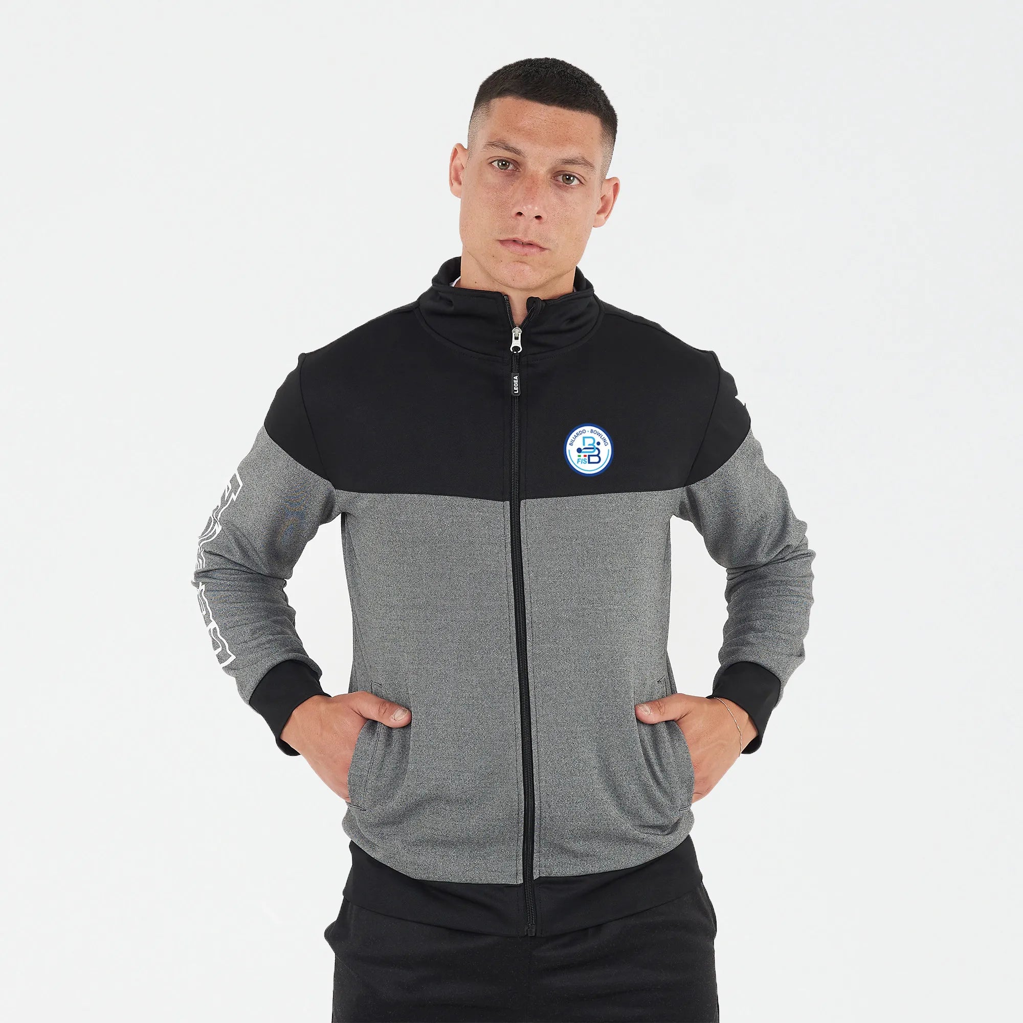 legea-giacca-di-tuta-fisbb-giubbotto-nero-bianco-slim-fit image 1