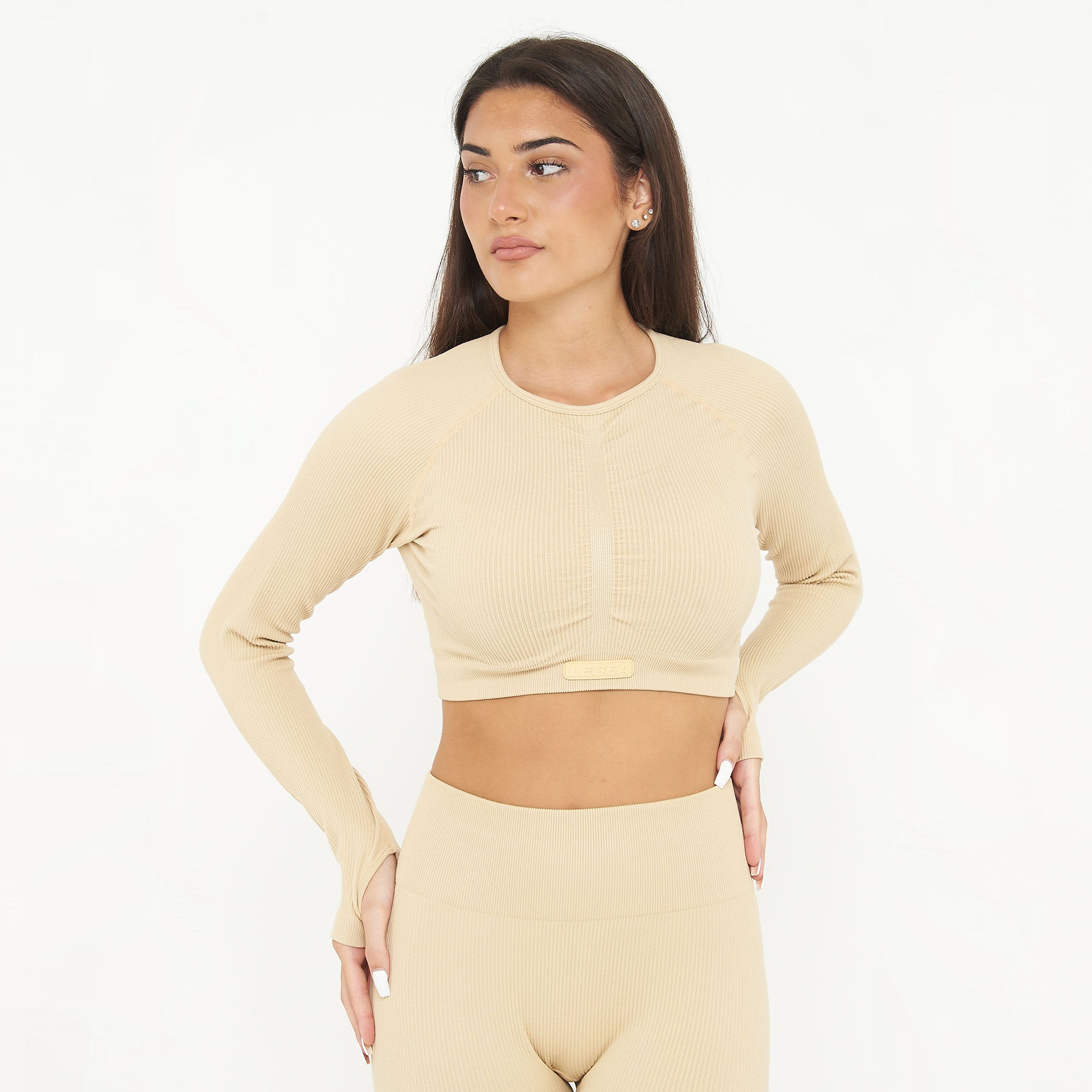 legea-imala-maglia-fitness-crop-maniche-lunghe-sabbia-xl image 1