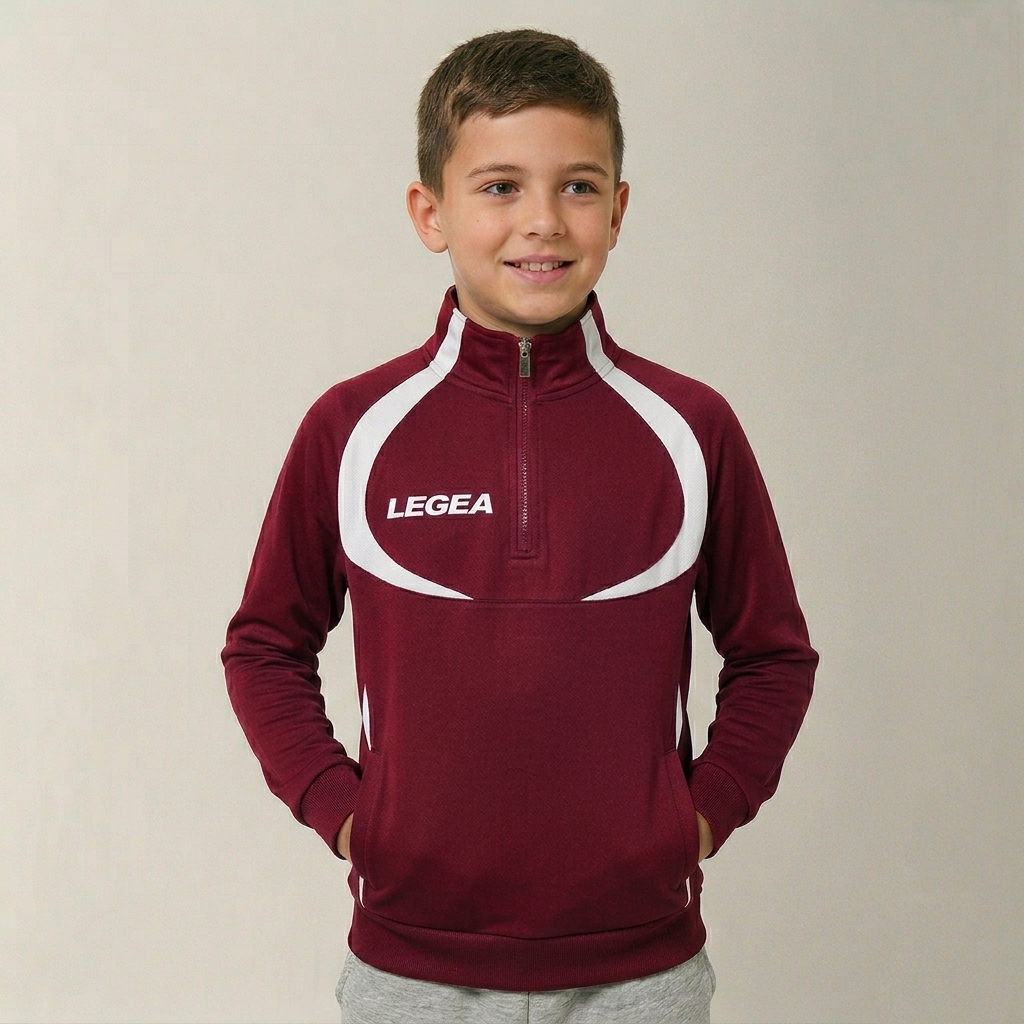 legea-algeria-giacca-allenamento-mezza-zip-granata-bianco-3xs image 1