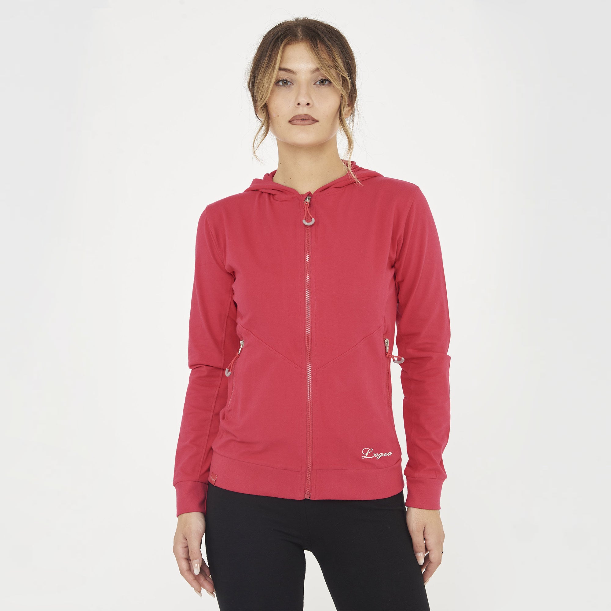 legea-layca-felpa-leggera-con-zip-e-cappuccio-amarena-m image 1