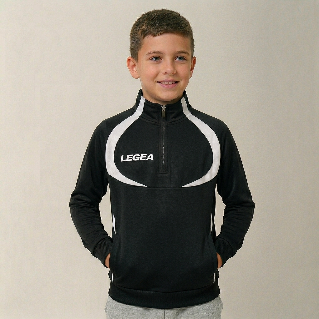 legea-algeria-giacca-allenamento-mezza-zip-junior-nero-bianco-3xs image 1
