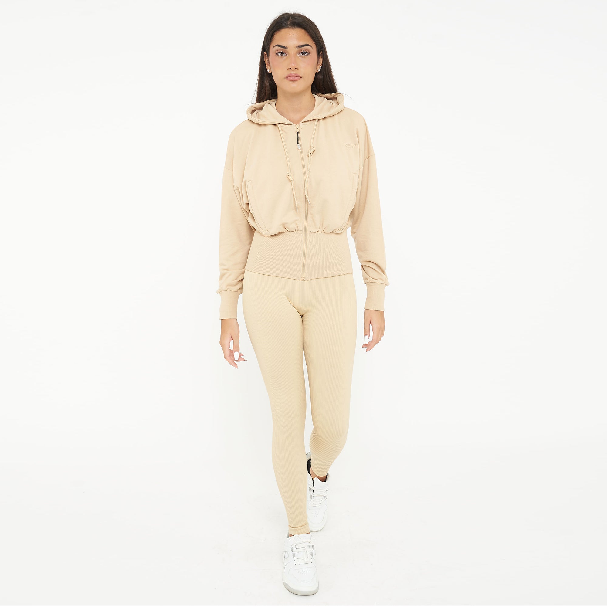 legea-trixy-giacca-crop-in-cotone-con-zip-e-cappuccio-sabbia-xl image 7