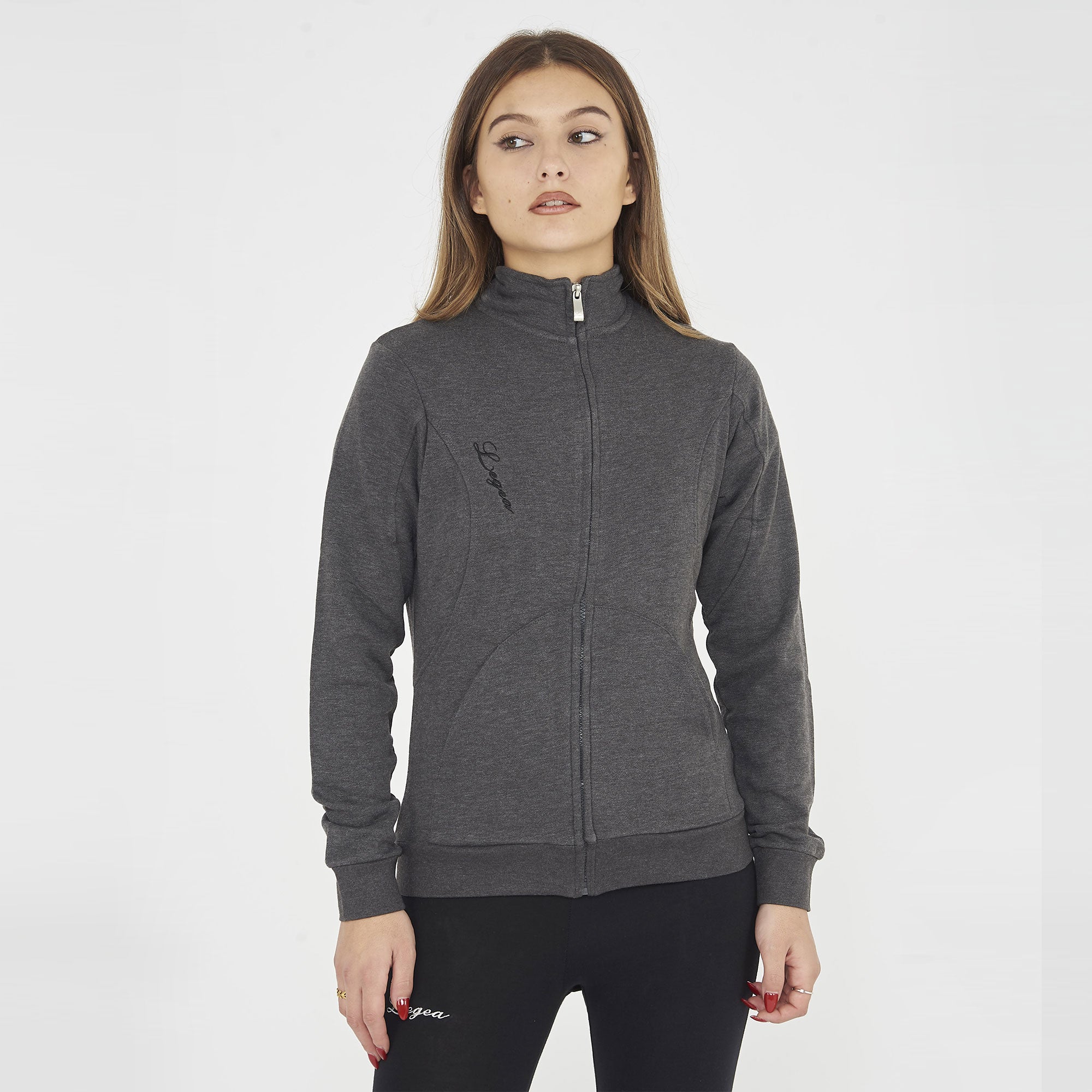 legea-karida-felpa-con-zip-in-cotone-grigio-melange-l image 1