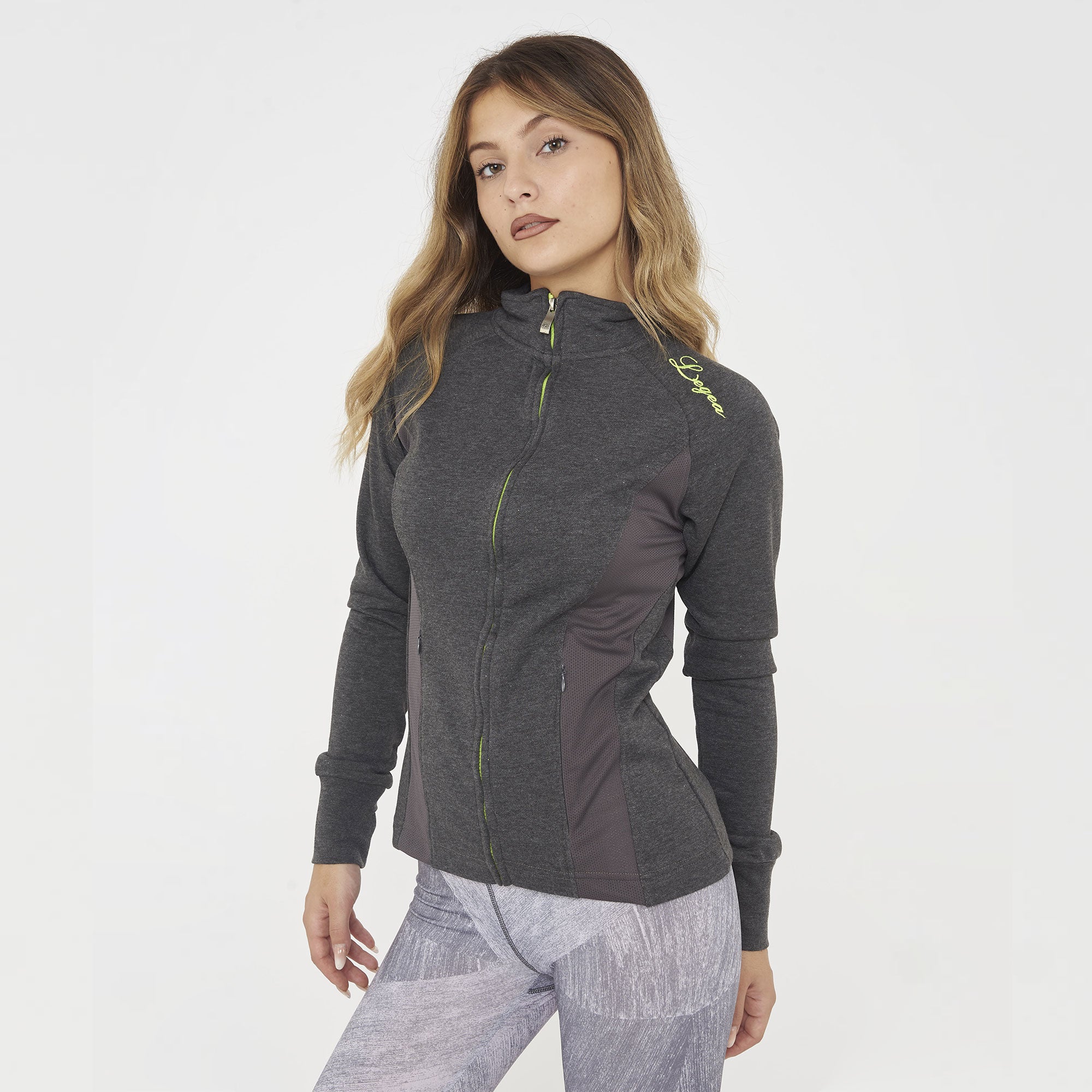 legea-dafne-felpa-slim-in-cotone-con-zip-grigio-melange-s image 4