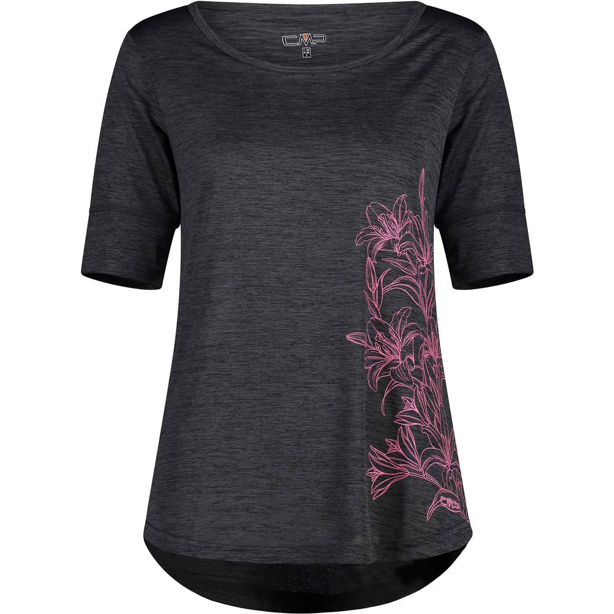 cmp-t-shirt-light-jersey-melange-donna-antracite-mel-pink-fluo-taglia-40 image 1