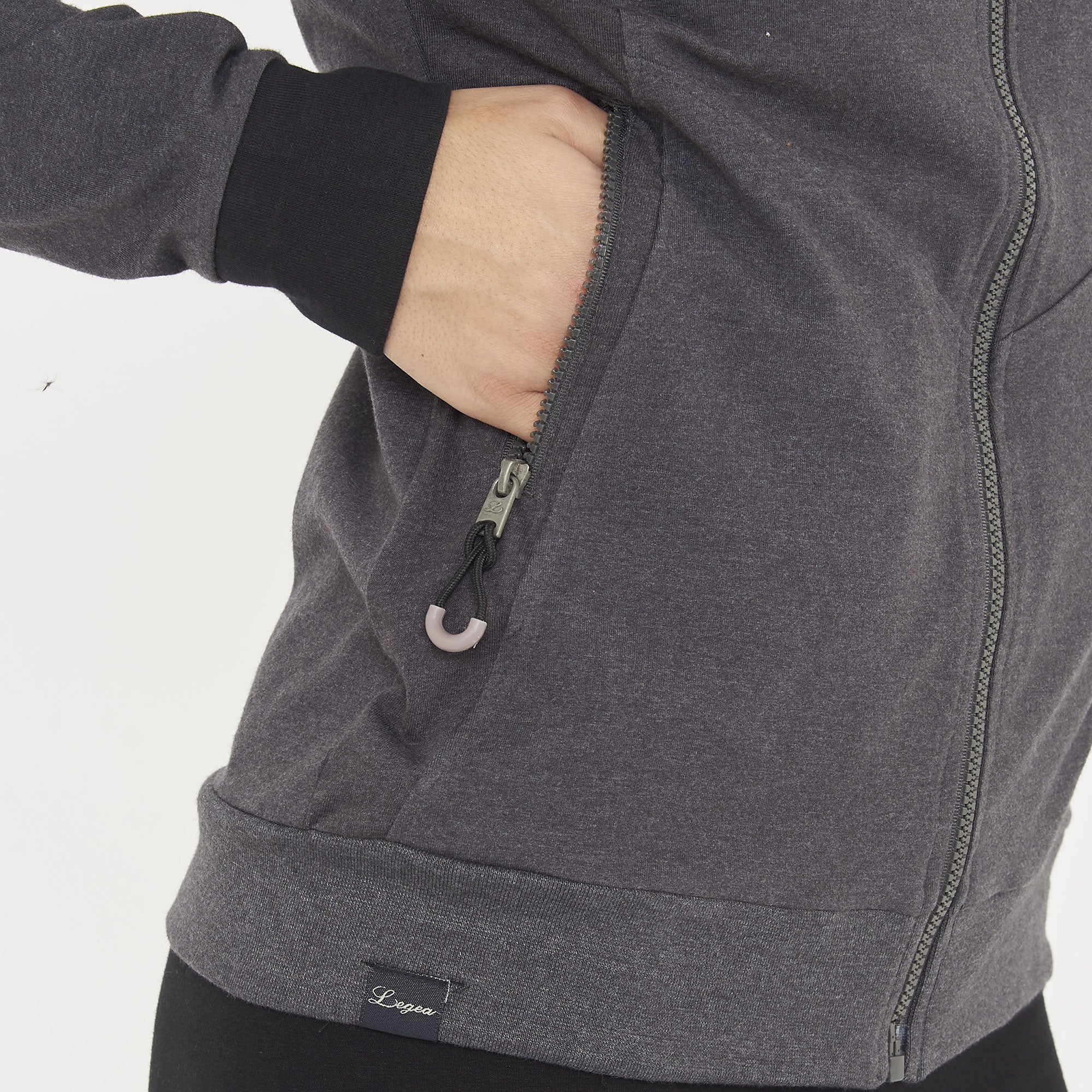 legea-felpa-leggera-con-zip-e-cappuccio-layca-grigio-melange-m image 5