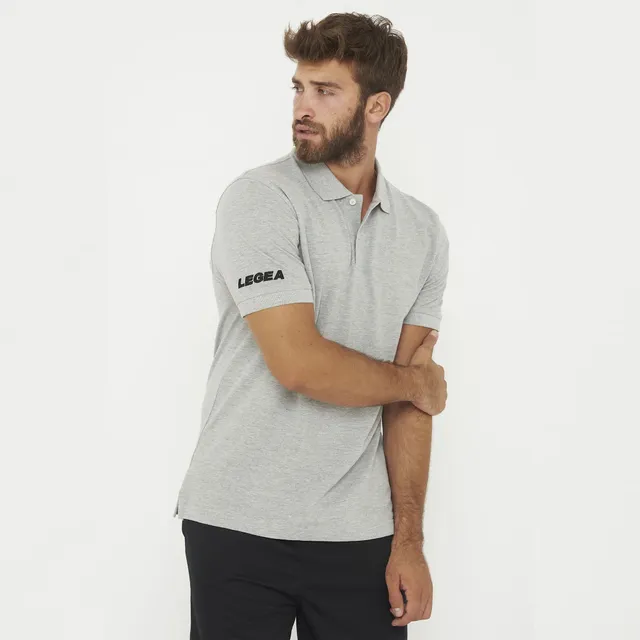 legea-polo-ariete-in-cotone-grigio-melange-m image 1