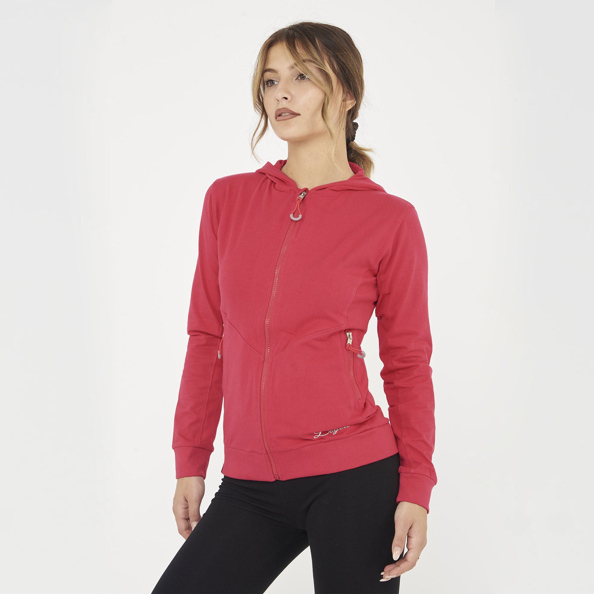 legea-layca-felpa-leggera-con-zip-e-cappuccio-amarena-l image 3
