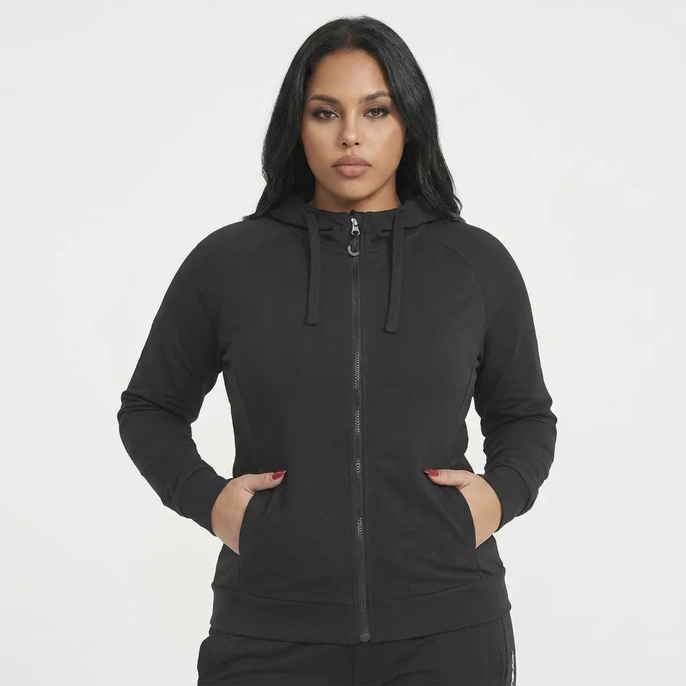 legea-felpa-dair-donna-con-zip-e-cappuccio-nero-4xl image 1