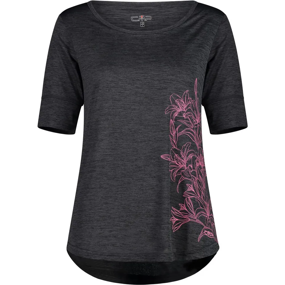 cmp-t-shirt-light-jersey-melange-donna-antracite-mel-pink-fluo-taglia-40 image 1