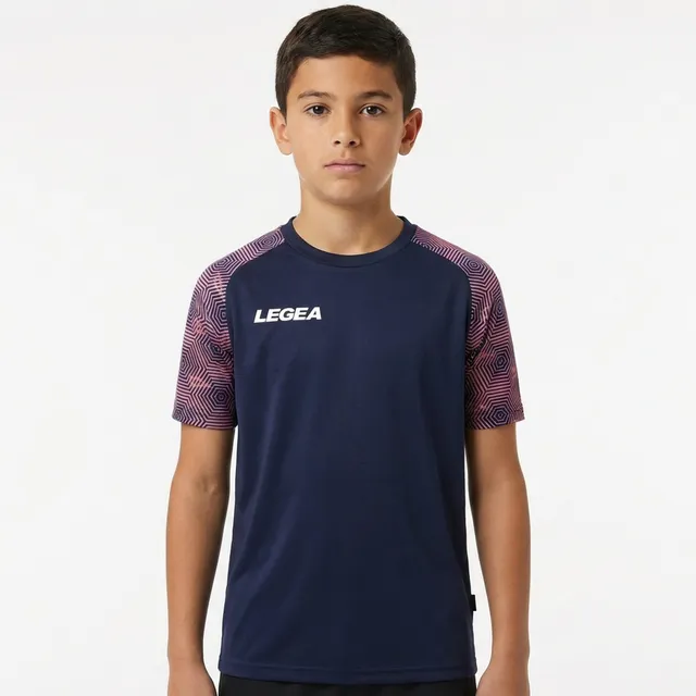 legea-giacarta-maglia-running-manica-corta-blu-pesca-neon-2xs image 1