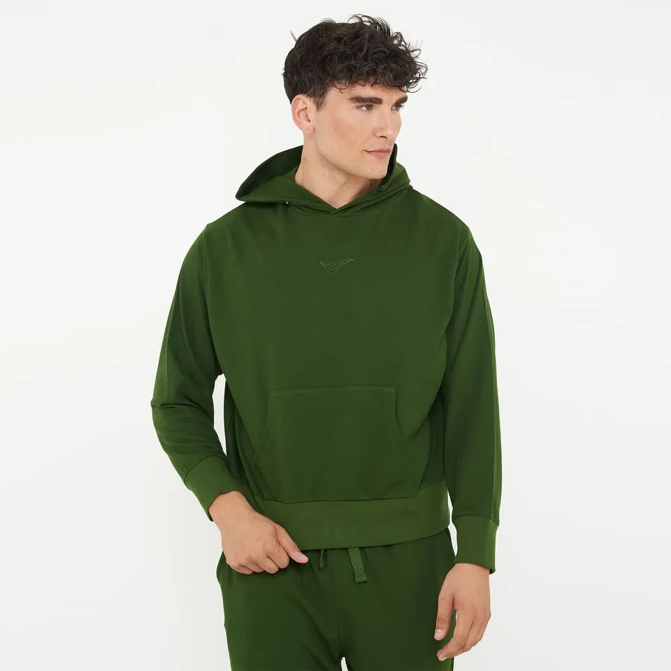 legea-f-boxy-felpa-unisex-con-cappuccio-in-cotone-verde-militare-l image 1