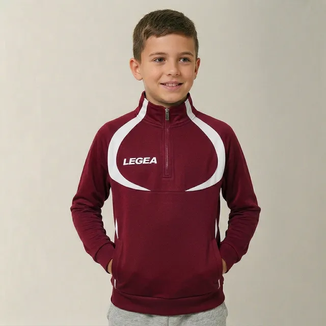 legea-algeria-giacca-allenamento-mezza-zip-granata-bianco-3xs image 1